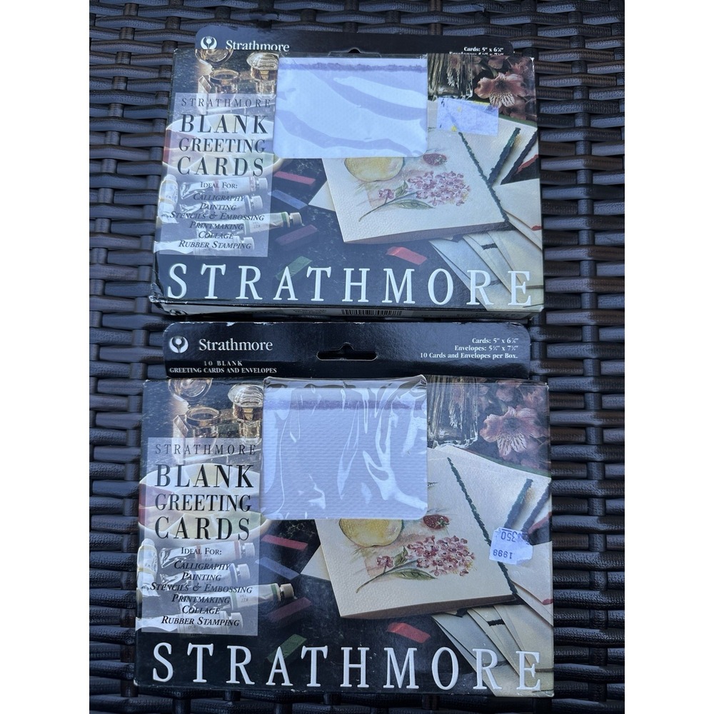 Lot Of 2 Strathmore Blank Greeting Cards Envelopes 20 Pack 1992 Palm Beach White